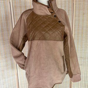 Abercrombie & Fitch Women's Asymmetrical Snap-Up Pullover Fleece In Camel